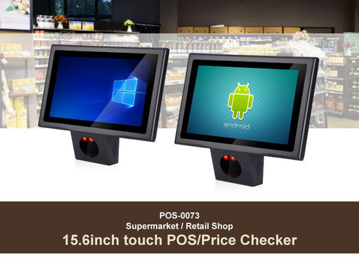 15.6인치 터치 스크린과 내장 바코드 스캐너와 함께 Windows/Android10.0 POS 시스템