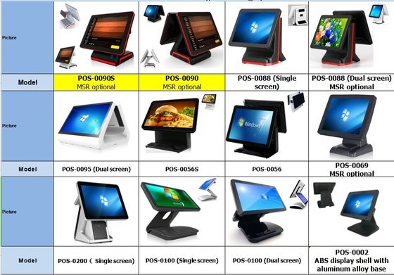 15인치 POS 레스토랑 의류 상점 책 상점 흰색/검은 J1800/J1900/I5 CPU